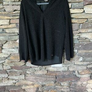 Anne Klein Black Textured Knit Blouse